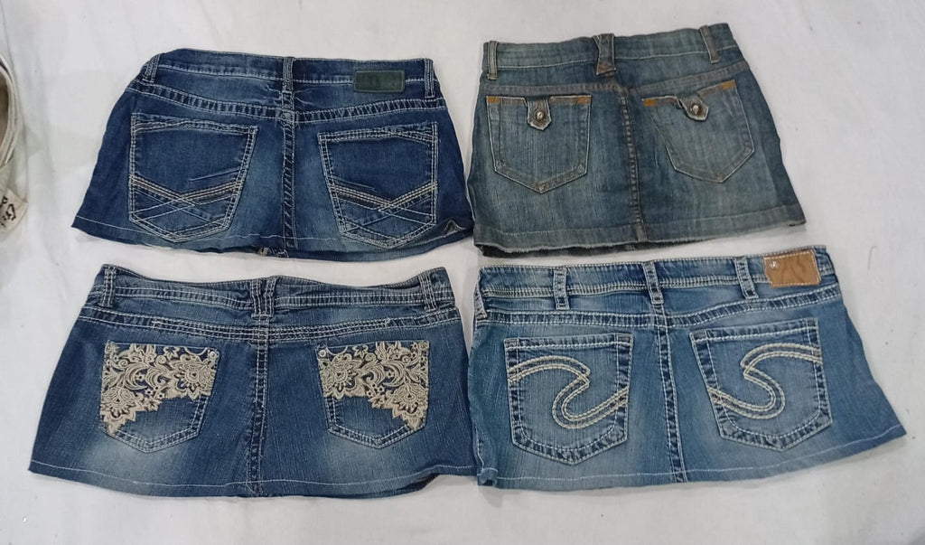 CR9354 Upcycled Y2K Mini Denim Skirts