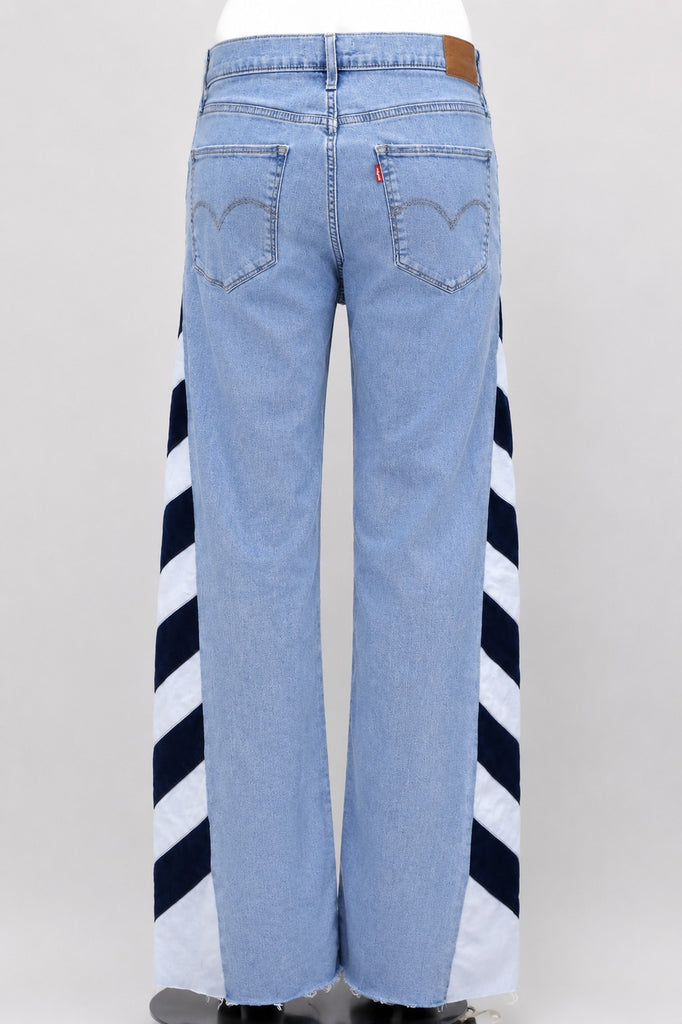 CR1867 UPCYCLED SIDE STRIPE WIDE LEG JEANS