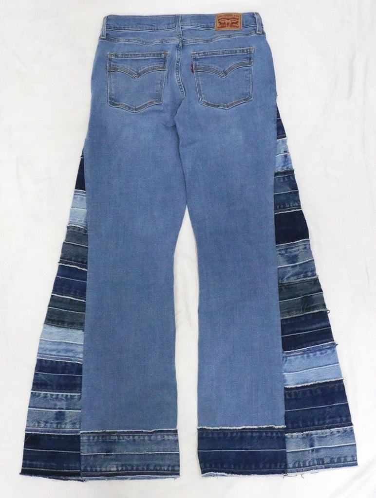 CR1868 UPCYCLED PANEL FLARE JEANS