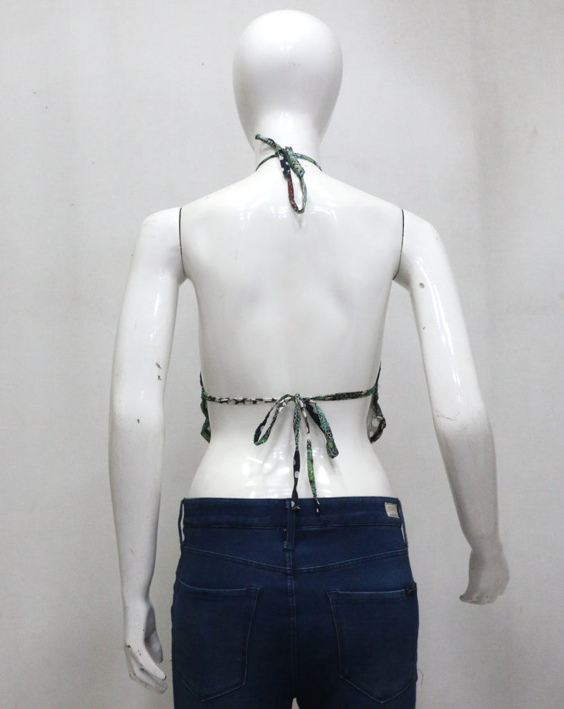 CR1924 UPCYCLED PAISLEY HALTER HANDKERCHIEF TOP