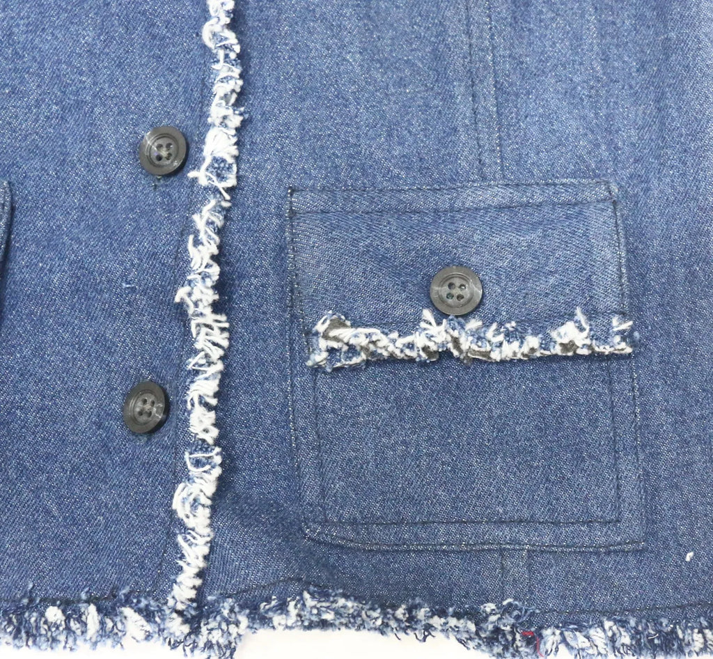 CR1118 Rework Denim Cami Top – Frayed Edge Button Crop