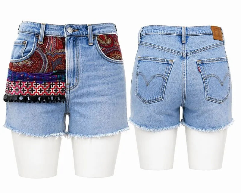 CR1529 Upcycled Denim Shorts