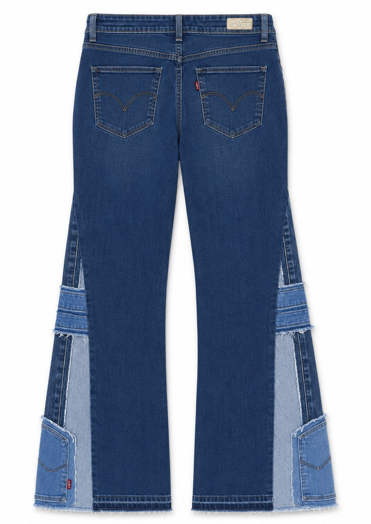 CR1871 UPCYCLED CONTRAST PANEL FLARE JEANS