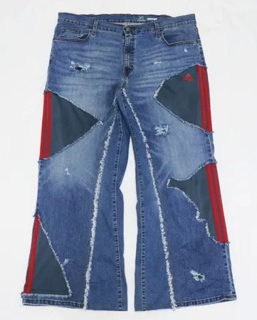 CR1838 Upcycled Panel Flare Jeans