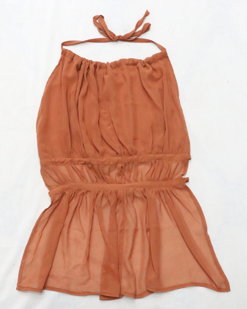 CR2026 UPCYCLED GATHERED HALTER PEPLUM TOP