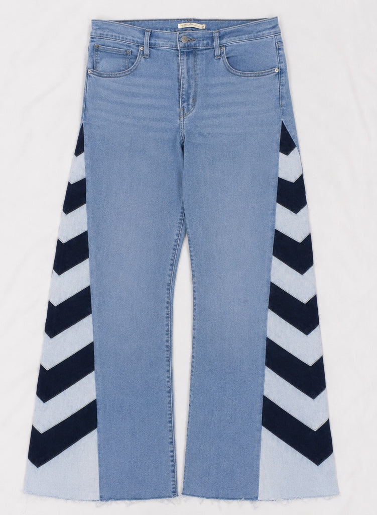 CR1867 UPCYCLED SIDE STRIPE WIDE LEG JEANS