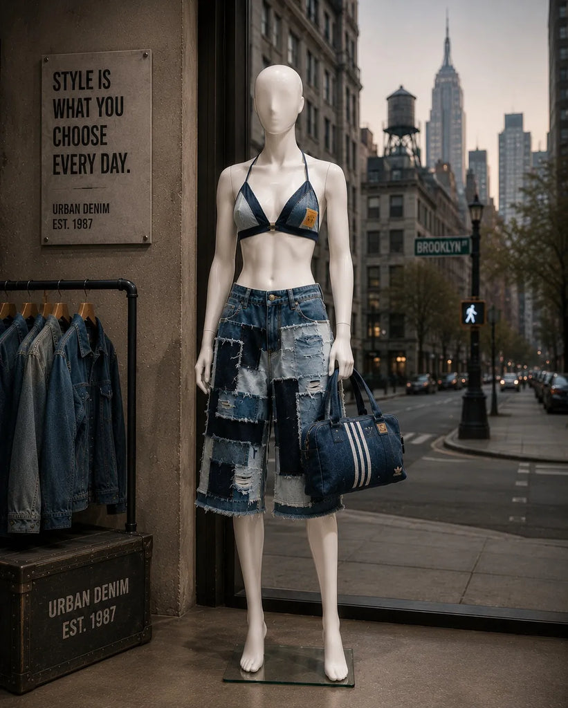 CR1597 Upcycled Denim Co-Ord Set