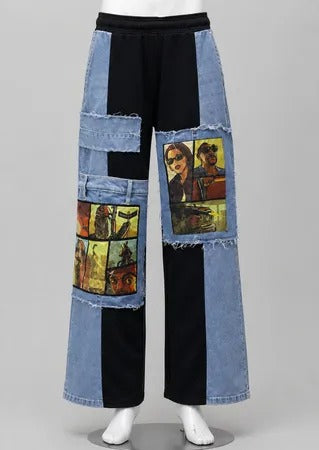 CR1855 Upcycled Graphic Panel Jeans