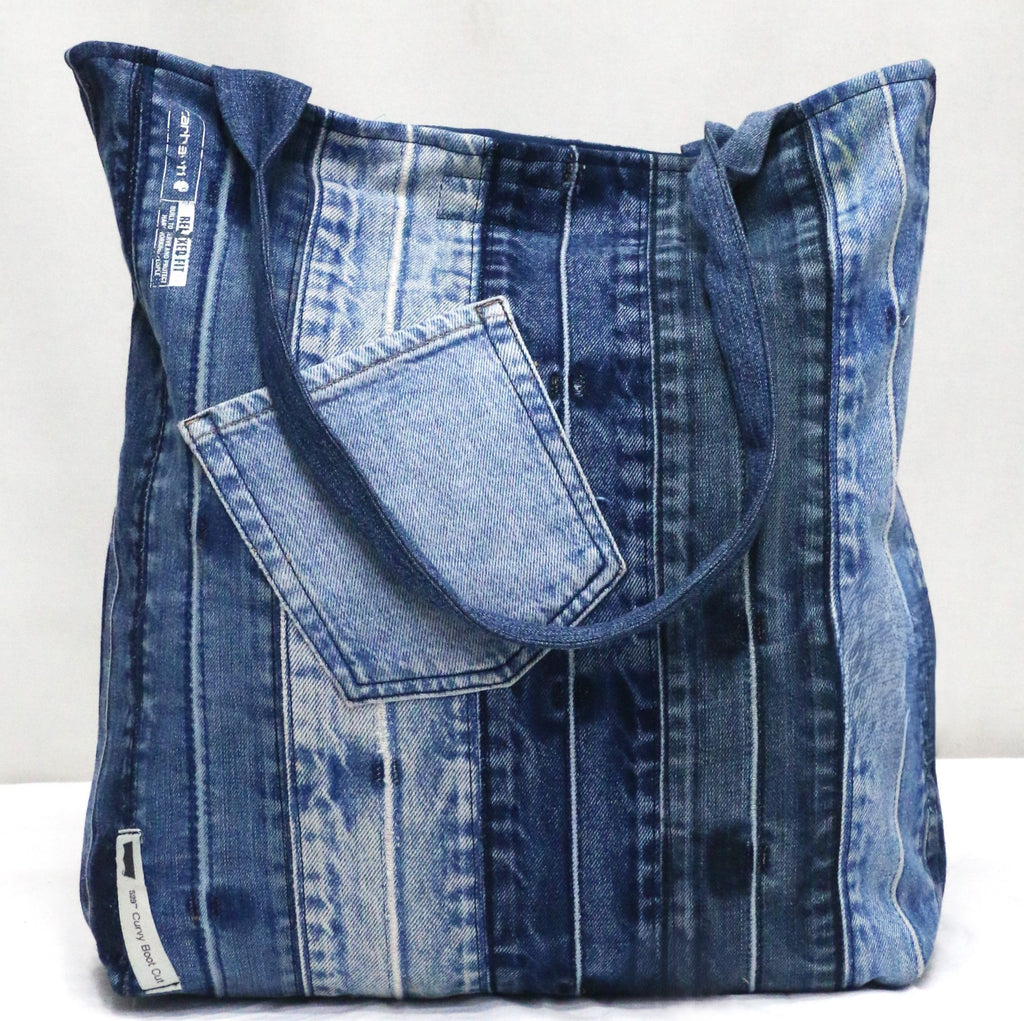 CR1905 UPCYCLED PATCHWORK DENIM TOTE BAG