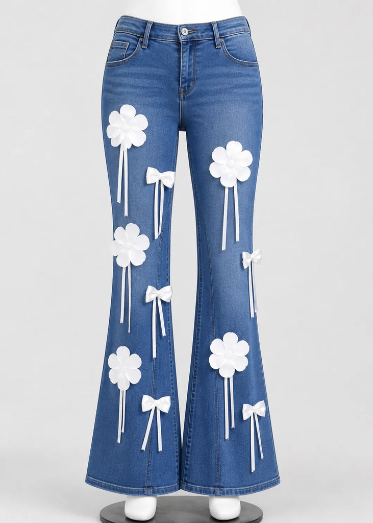 CR1566 Upcycled Floral Flare Jeans