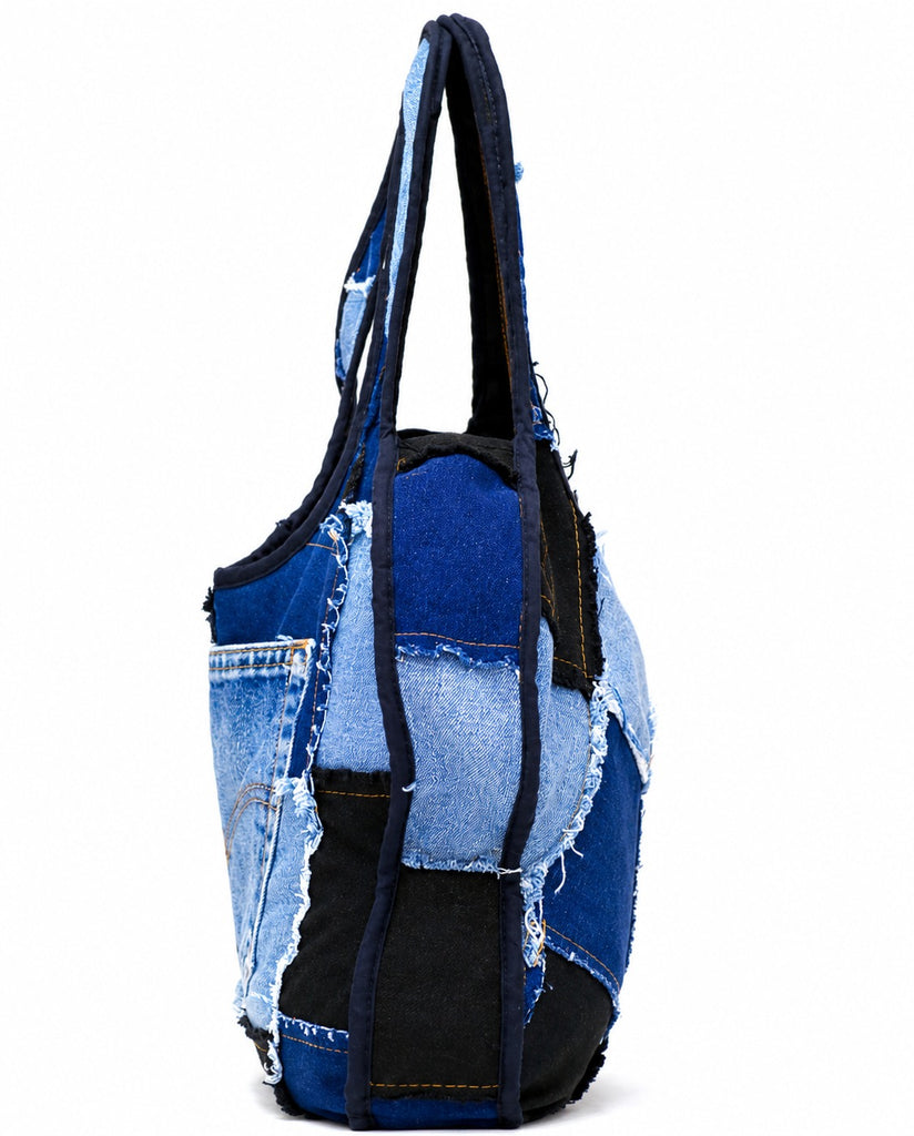 CR1830 UPCYCLED PATCHWORK DENIM TOTE BAG