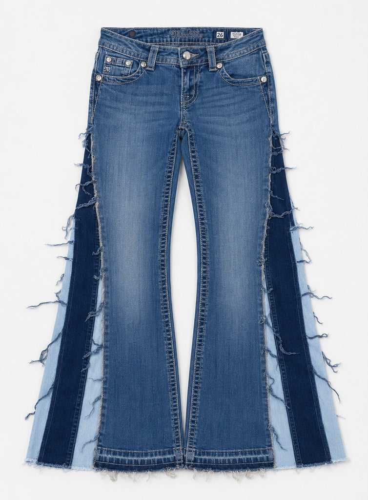 CR1869 UPCYCLED PANEL FLARE JEANS