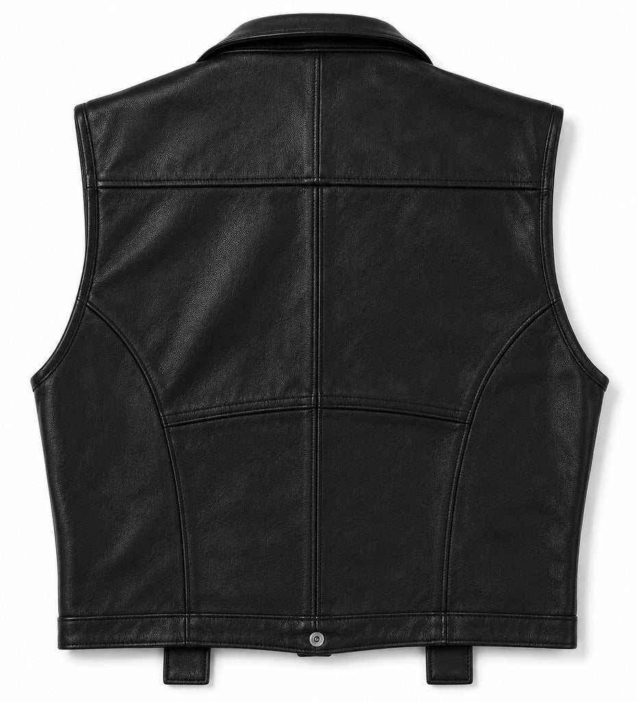 CR1865 UPCYCLED UTILITY CROPPED LEATHER VEST