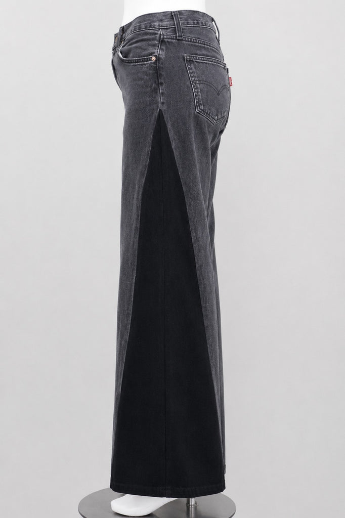 CR1827 UPCYCLED CONTRAST PANEL FLARE JEANS