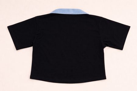 CR2131 Upcycled Denim Panel Crop Top