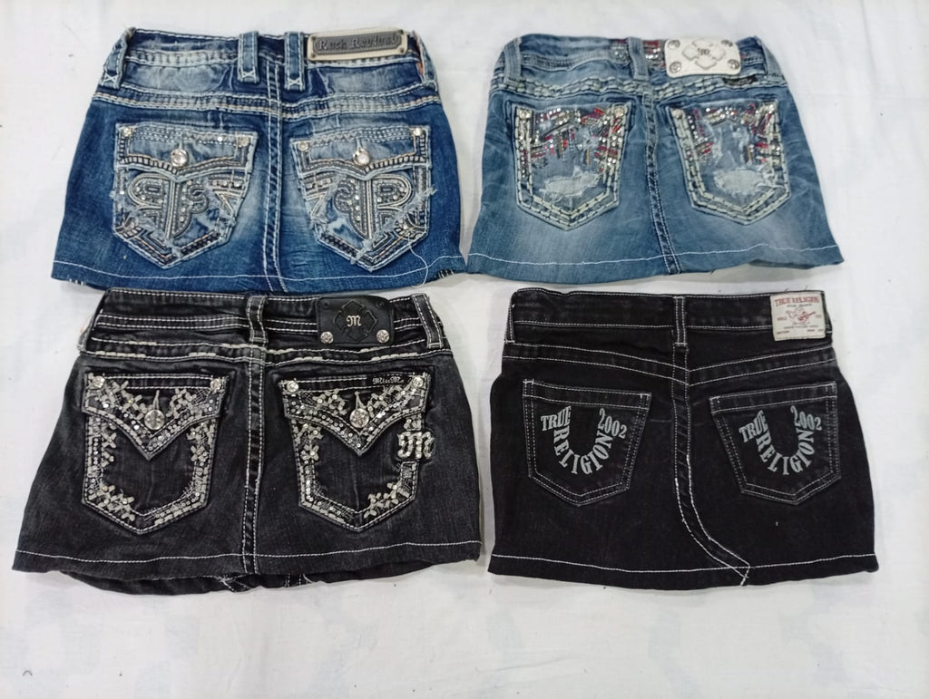 CR9999 Upcycled Kids Mix Branded Mini Denim Skirts