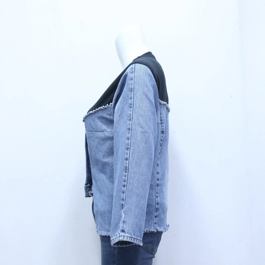 CR613 Dual Dimension” Upcycled Denim Fusion Top