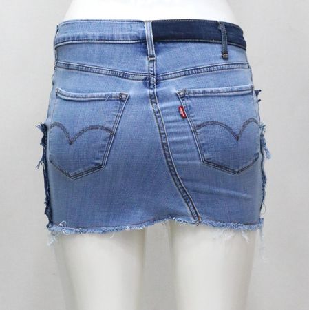 CR2150  Upcycled Denim Mini Skirt