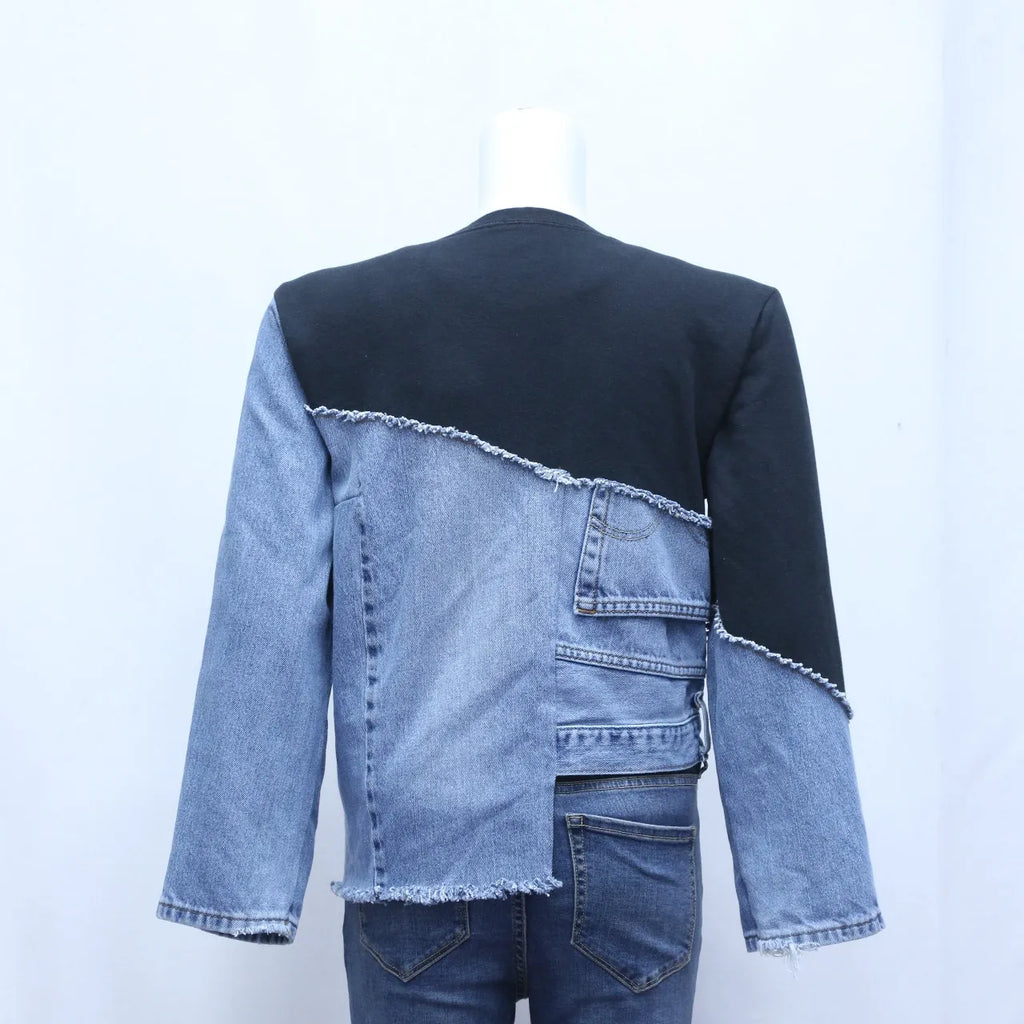 CR613 Dual Dimension” Upcycled Denim Fusion Top