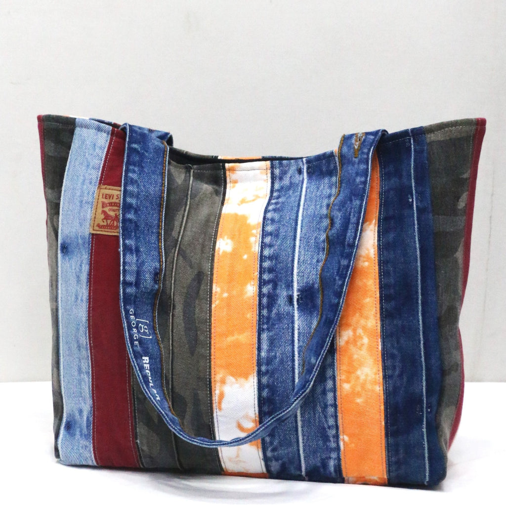 CR1876 UPCYCLED PATCHWORK DENIM TOTE BAG