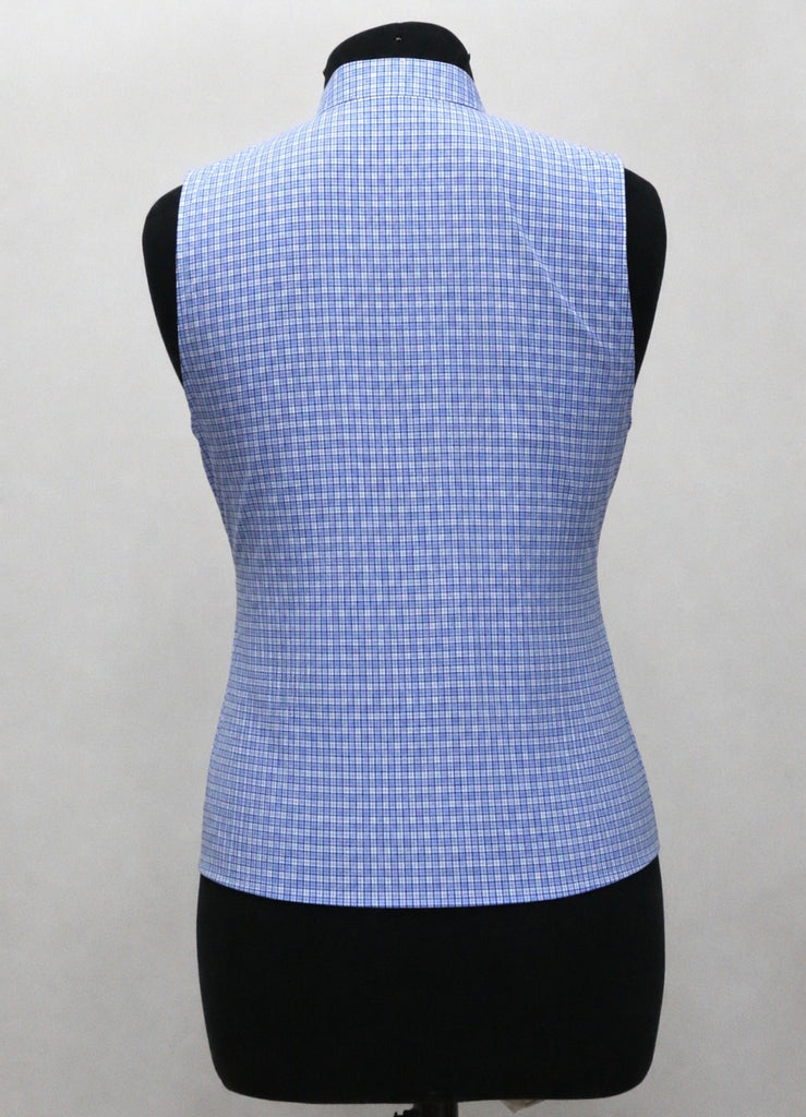 CR1909 UPCYCLED TIE-NECK SLEEVELESS SHIRT