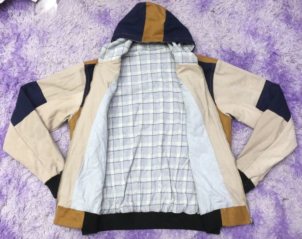 CR1452 Upcycled Hooded Patchwork Workwear Jacket