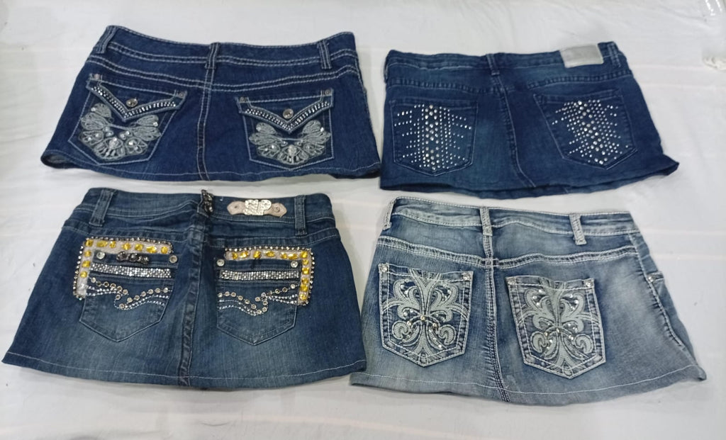 CR11049 Upcycled Y2K Mini Denim Skirts