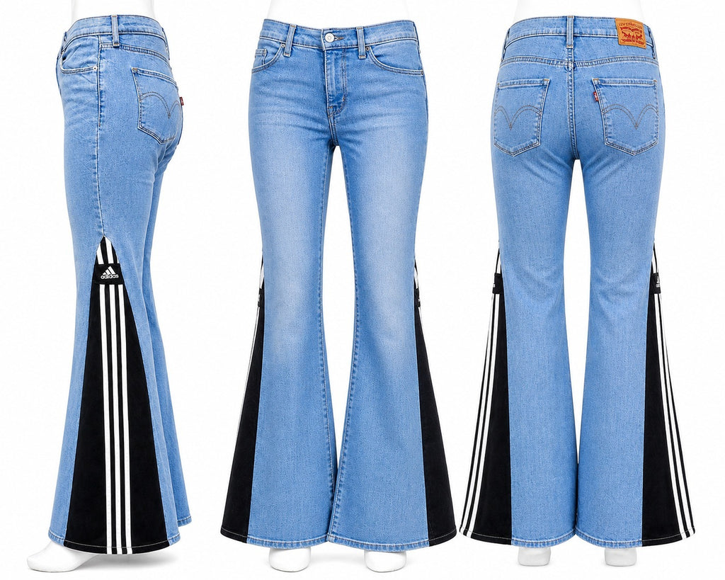 CR1564 Upcycled Sport Panel Flare Jeans