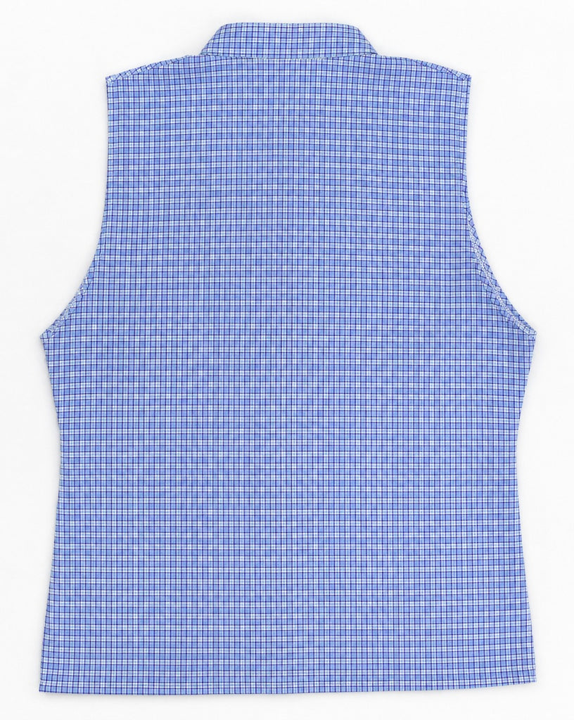 CR1909 UPCYCLED TIE-NECK SLEEVELESS SHIRT