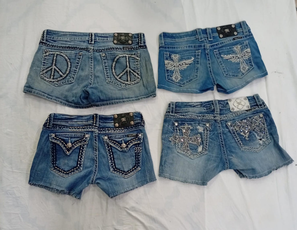 CR9163 UPCYCLED MISS ME MINI DENIM SHORTS
