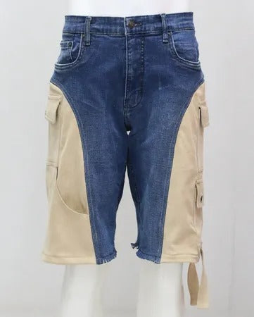 CR1839  Upcycled Denim Cargo Shorts