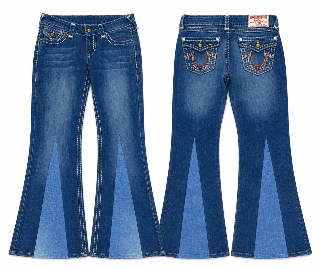 CR1825 UPCYCLED PANEL FLARE JEANS