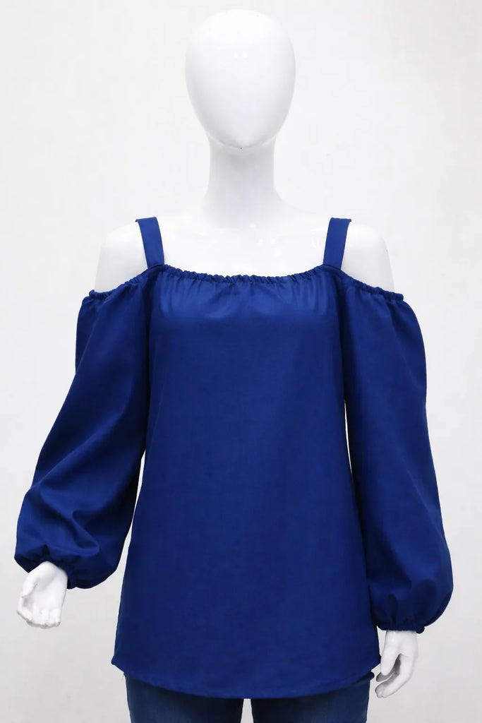 CR1447 Upcycled Off-Shoulder Denim Top
