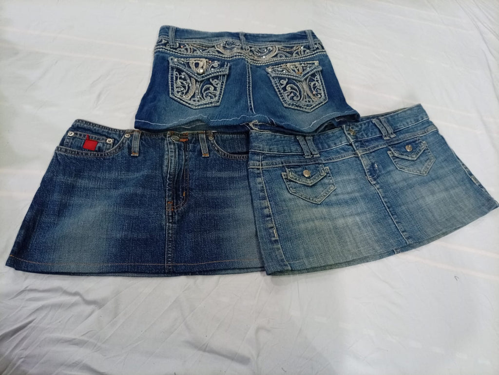 CR11046 Upcycled Y2K Mini Denim Skirts