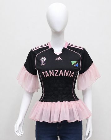 CR2080 Upcycled Ruffle Jersey Top