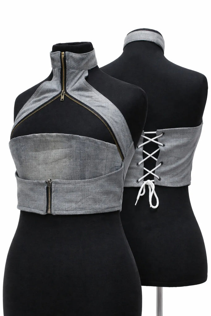 CR1460 Upcycled Corset Crop Top