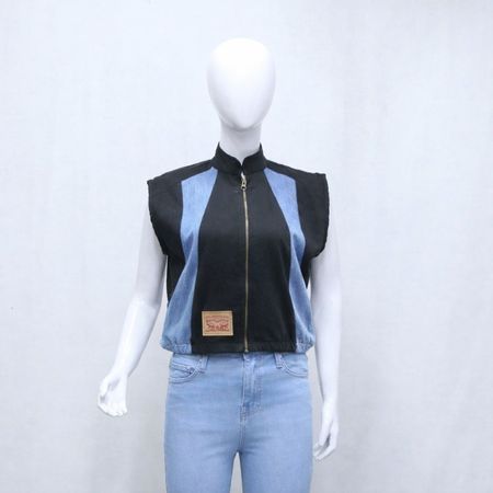 CR2125 Upcycled Shadow Panel Denim Vest
