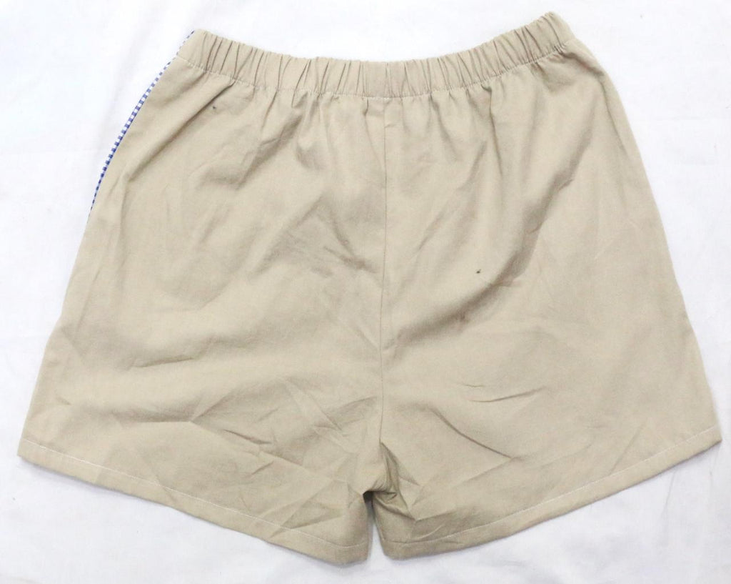 CR2024 UPCYCLED COLOR-BLOCK GINGHAM LOUNGE SHORTS