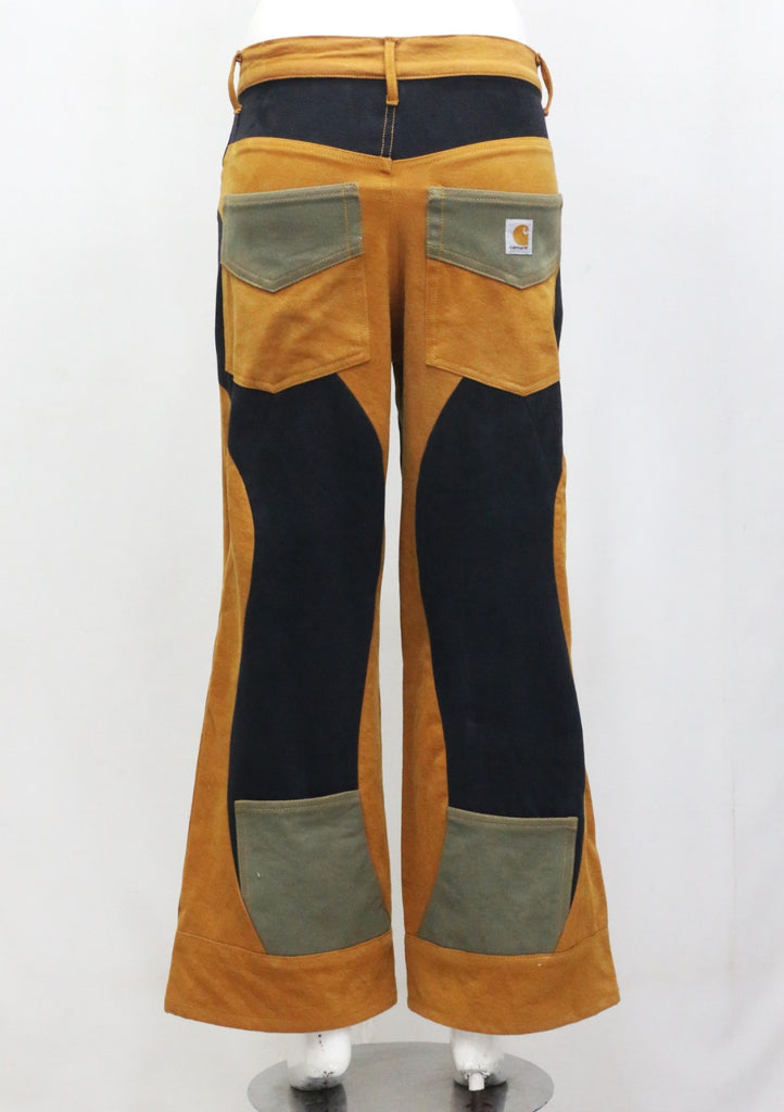 CR1953 UPCYCLED COLORBLOCK WORKWEAR FLARE PANTS