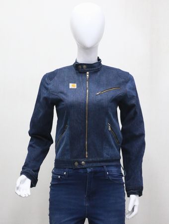 CR1937 Upcycled Denim Moto Zip Jacket
