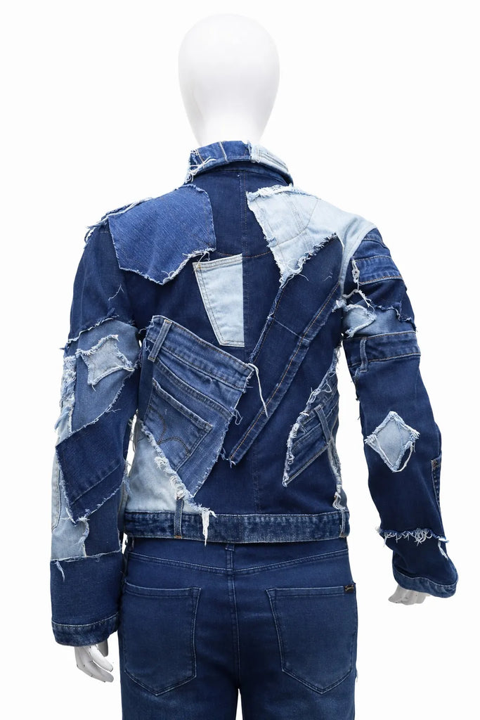 CR1443 Upcycled Denim Patch Jacket