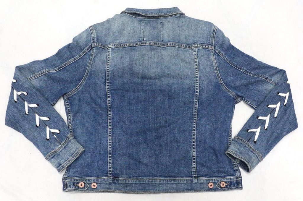 CR1813 UPCYCLED LACE-UP DENIM JACKET
