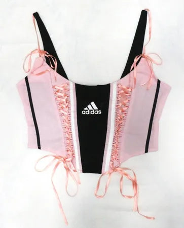 CR1863 UPCYCLED LACE-UP CORSET CAMI TOP