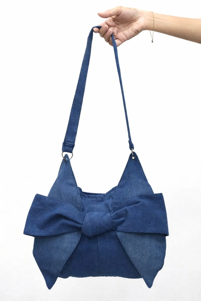 CR1131 Rework Denim Bow Handbag – Mini Shoulder Bag