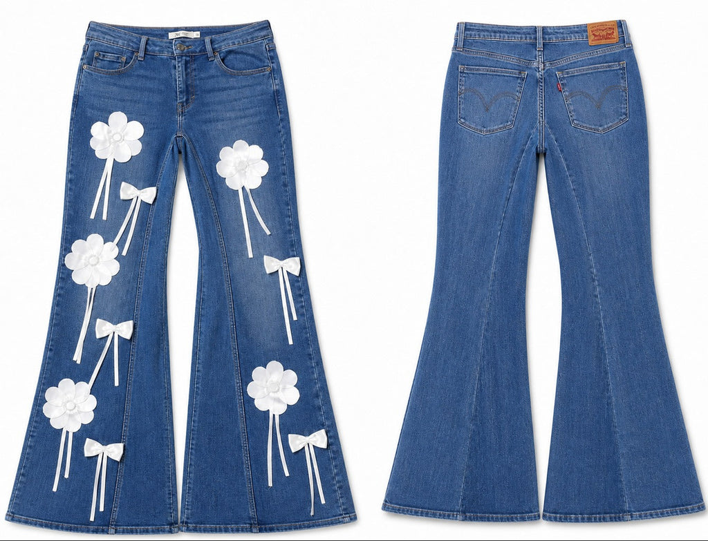 CR1566 Upcycled Floral Flare Jeans