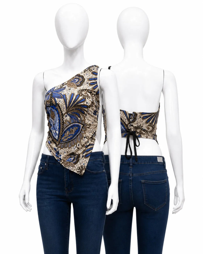 CR1577 Upcycled One-Shoulder Top