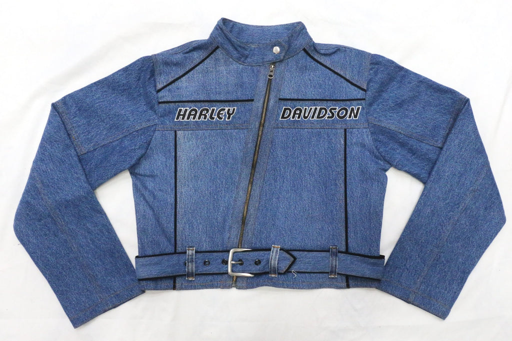 CR2045 UPCYCLED MOTO BELTED DENIM JACKET