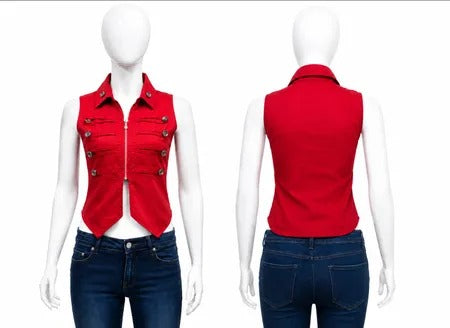 CR1860 UPCYCLED ZIP FRONT VEST TOP