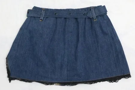 CR1840 Upcycled Denim Layered Skirt
