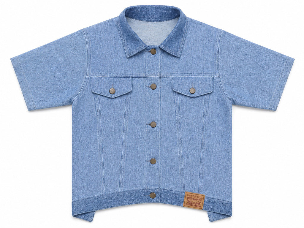 CR1879 UPCYCLED SHORT SLEEVE DENIM JACKET